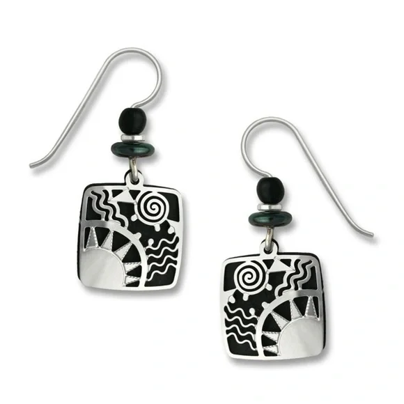 Left Hand Studios Sunrise Black & Silver-tone Adajio Earrings Sterling Wire. - Picture 1 of 4